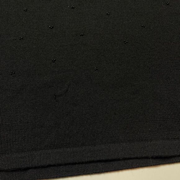 Vintage Style Size Large Retro 50s Black Beaded Wool Blend Sweater Short Sleeve - Picture 6 of 8